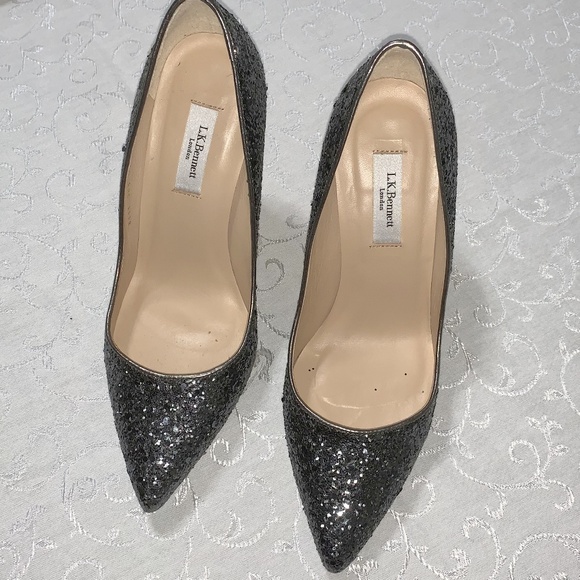 LK Bennett Fern Silver Grey Glitter Heels 36.5 - Picture 5 of 8